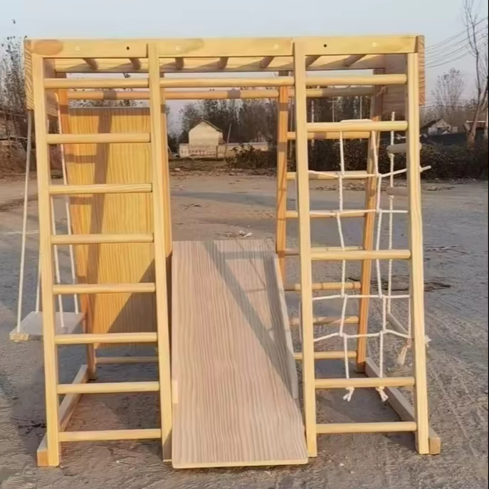 Kids Outdoor Climbing Frame - Kinder Montessori Holz-Kletterdreieck Teepee Spielhaus Dschungel-Gym