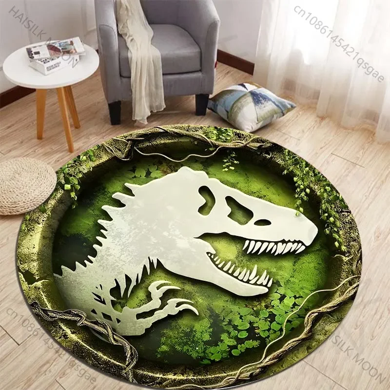 Kids Outdoor Area - HD 3D-Dinosaurier-Druck, runde Teppiche für Schlafzimmer,