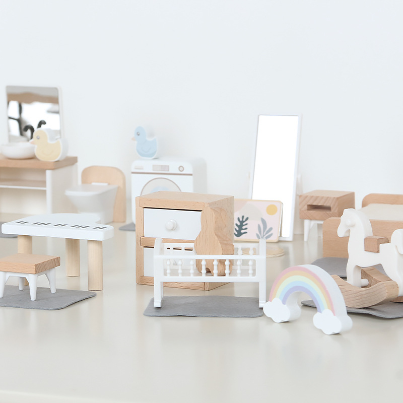 Kids Outdoor Kitchen Accessories - Moderne Puppenhausmöbel Küche Holz Miniatur Badezimmer