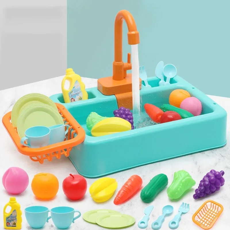 Kids Outdoor Kitchen Accessories - Kinder-Spielküchenset mit Plastikspüle, Simulations-Spielzeug für Rollenspiele